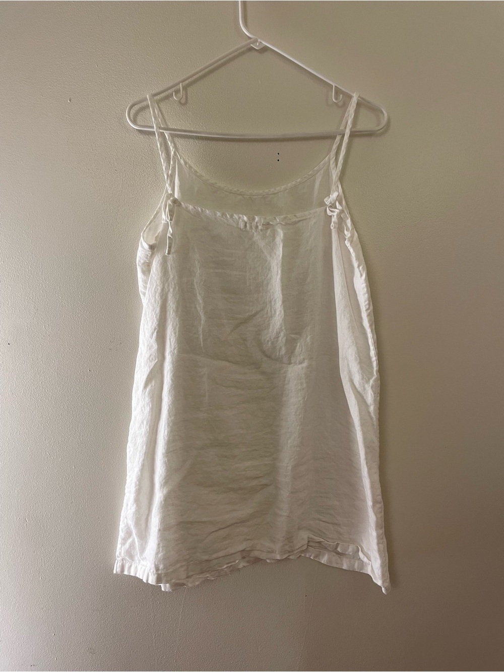 Women’s White Linen Midi Dress - Simple Slip Style - Picture 2 of 5